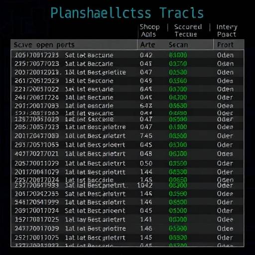 Graphical representation of a server with various ports being scanned, highlighting open ports and potential vulnerabilities